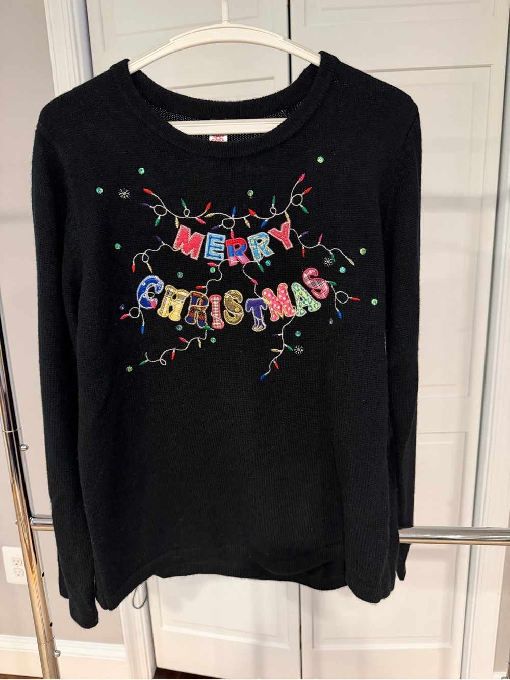 Black 'Merry Christmas' Embellished Knit Sweater